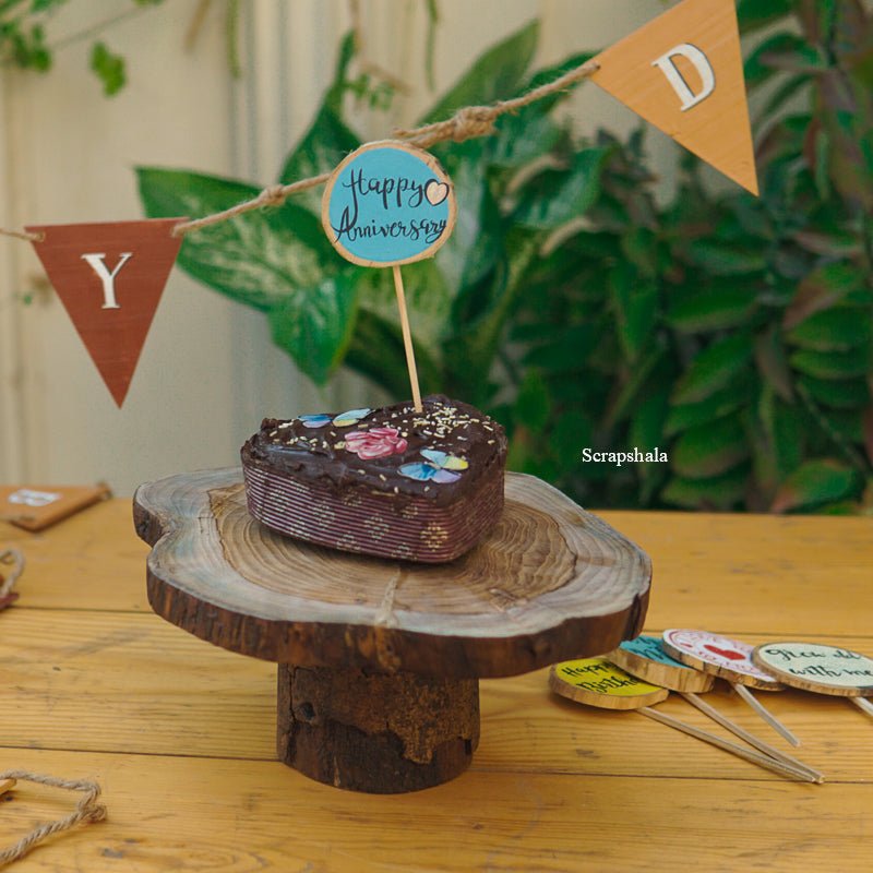 Cake Topper Pack | Multipurpose | Resuable | Handpainted | Natural Wood - Suspire