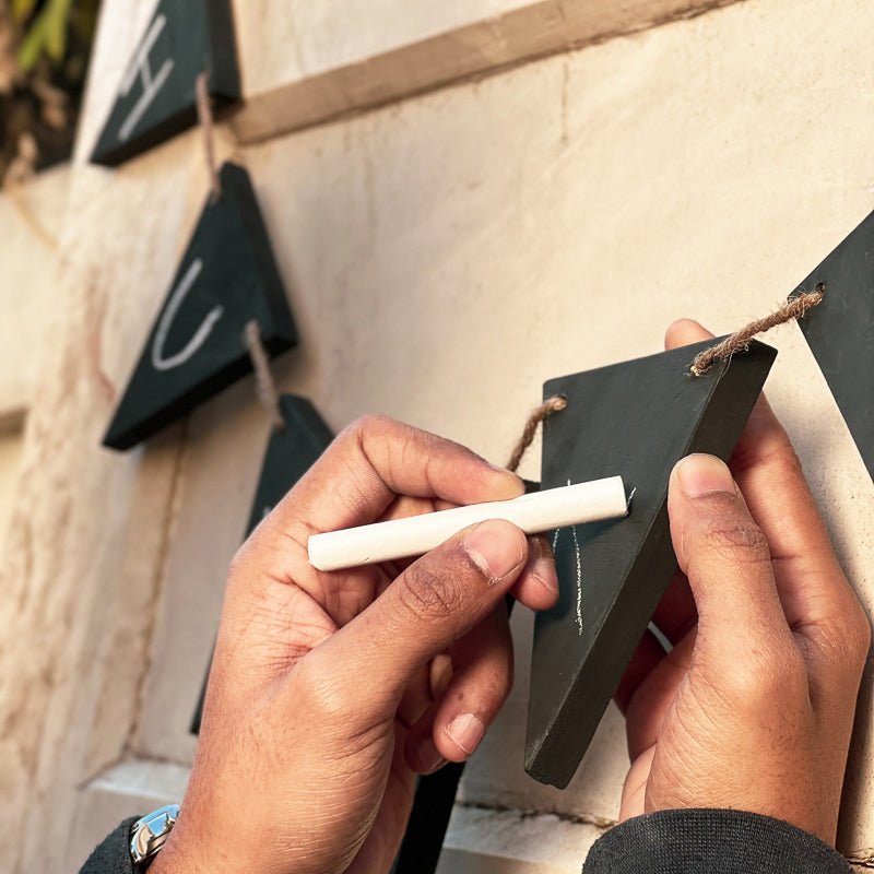 Chalkboard Bunting | Reusable | Handpainted | Natural reclaimed wood - Suspire