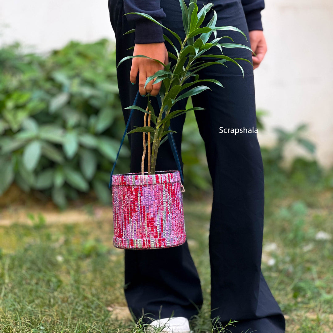 Chamkila Basket | Multiprpose | Upcycled | Handloom textile - Suspire