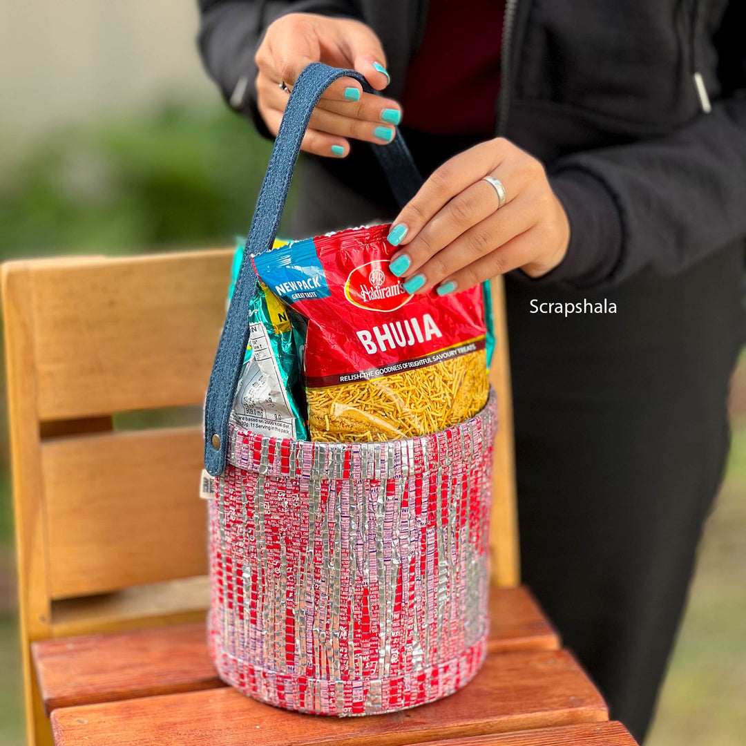Chamkila Basket | Multiprpose | Upcycled | Handloom textile - Suspire