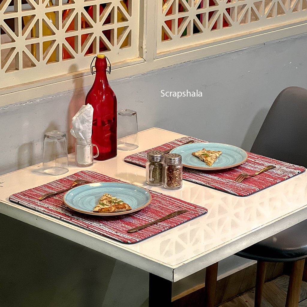 Chamkila Upcycled Table Mat Set | Upcycled | Handloom textile - Suspire