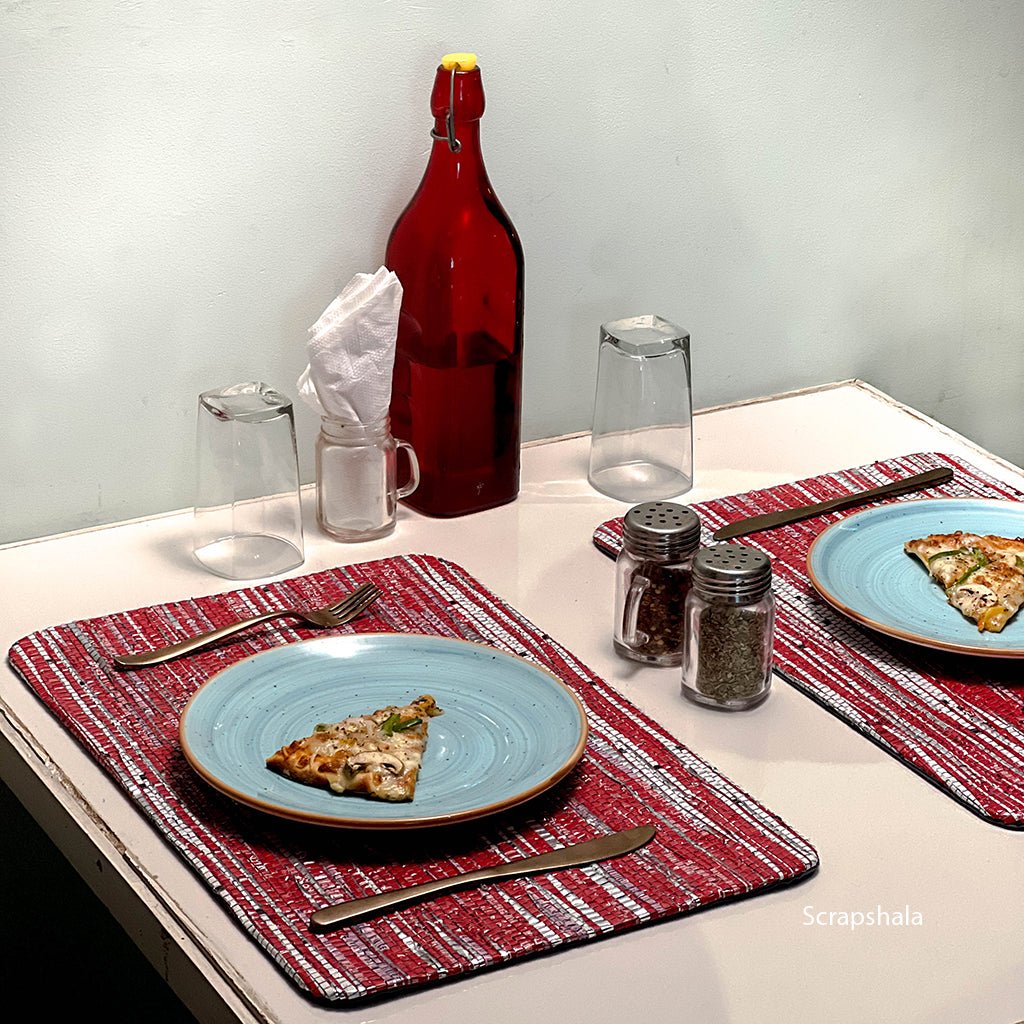 Chamkila Upcycled Table Mat Set | Upcycled | Handloom textile - Suspire