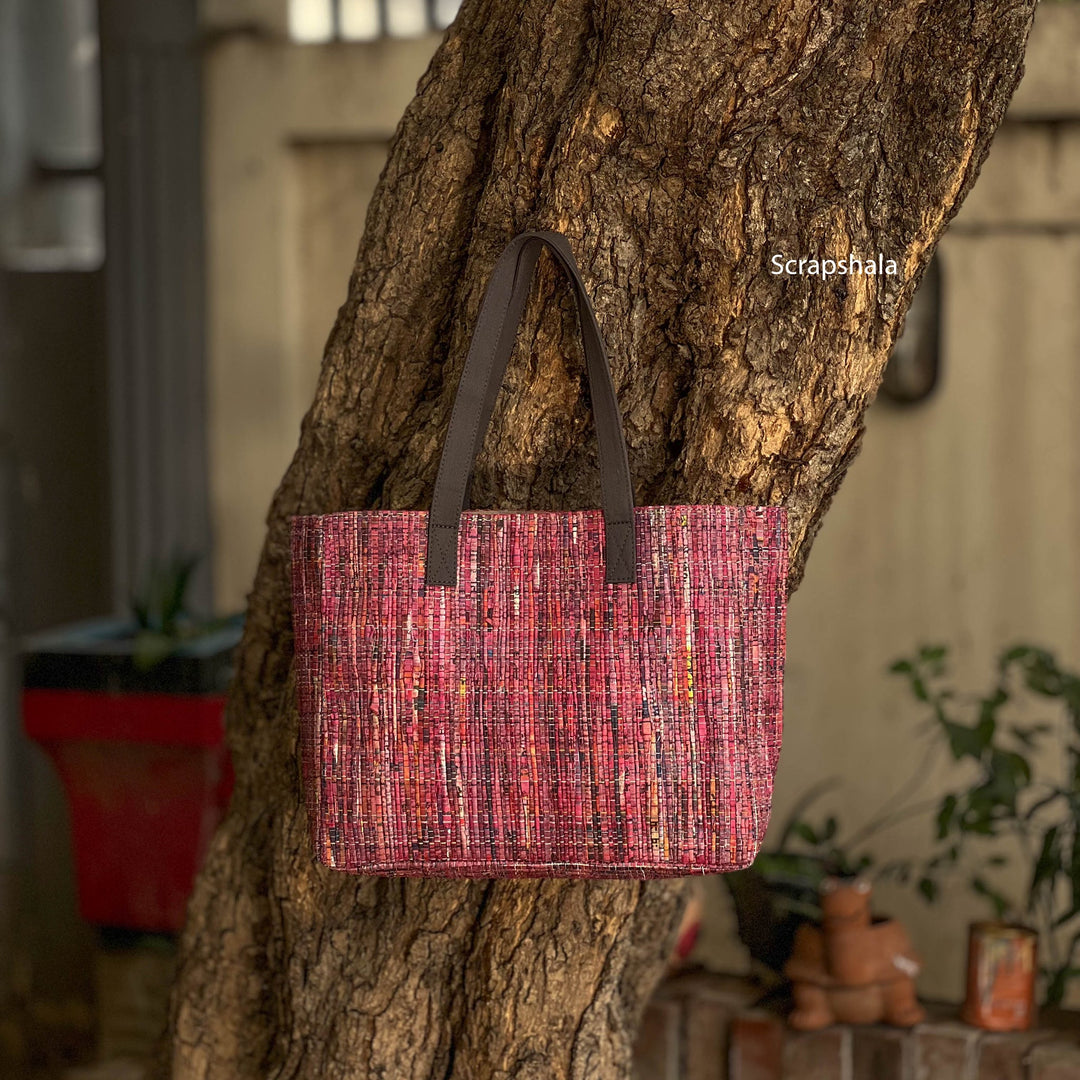 Charcha Handloom Tote Bag | Upcycled paper textile | Natural Dye - Suspire