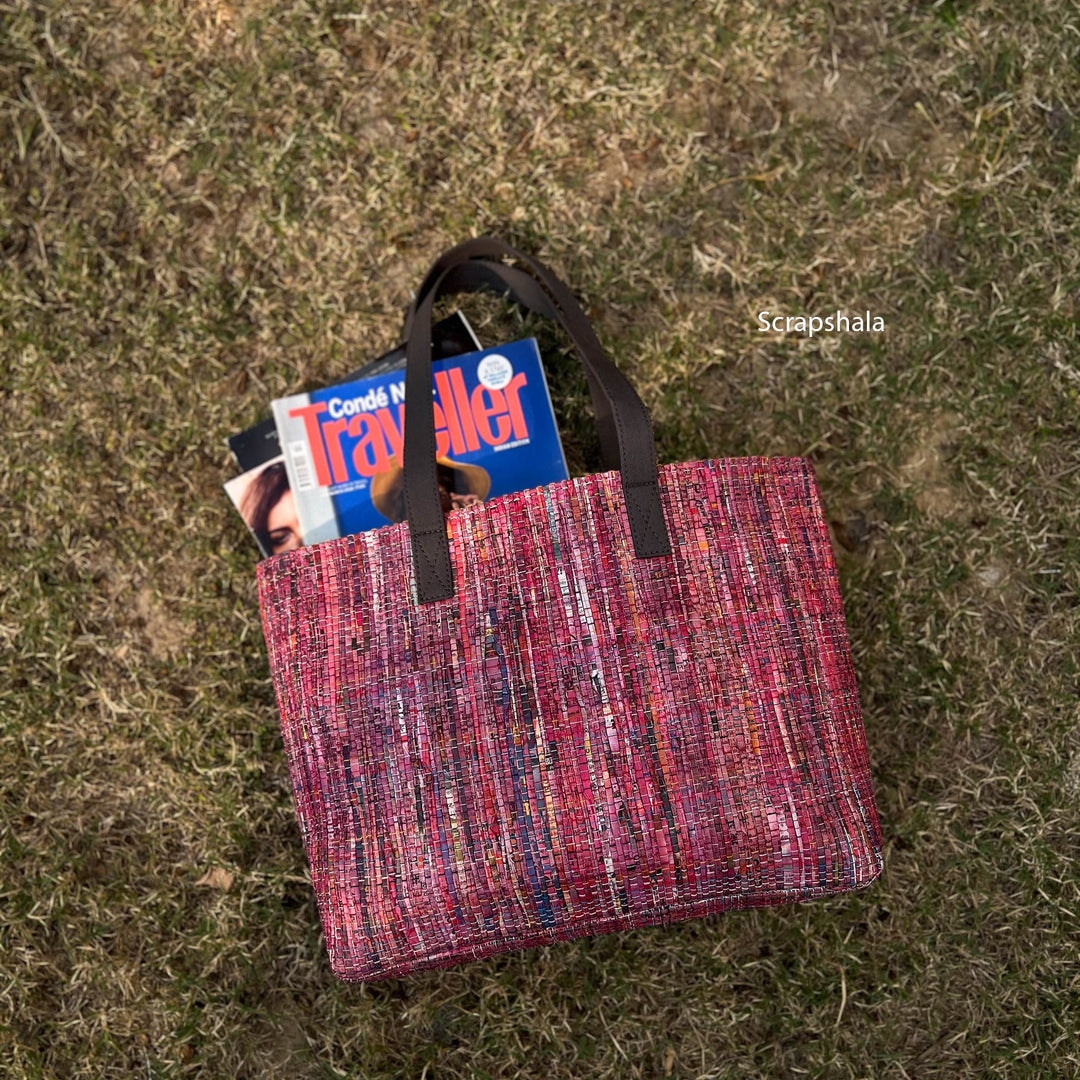 Charcha Handloom Tote Bag | Upcycled paper textile | Natural Dye - Suspire