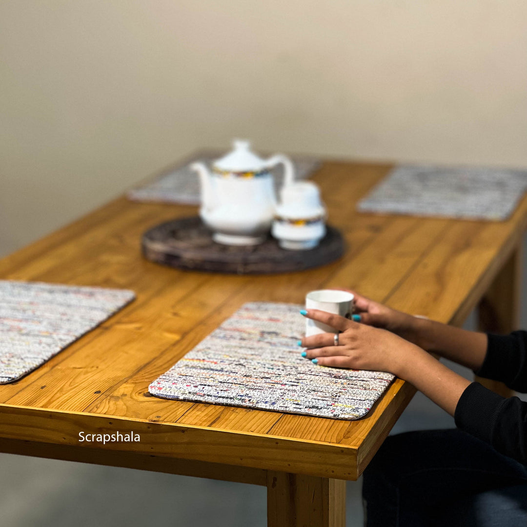 Charcha Table Placement set of 4 | Reversible | Upcycled | Handloom textile - Suspire