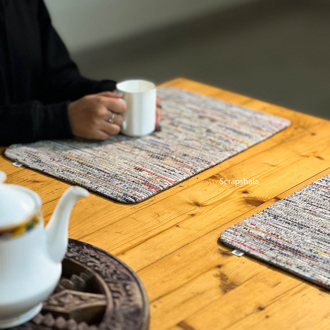 Charcha Table Placement set of 4 | Reversible | Upcycled | Handloom textile - Suspire