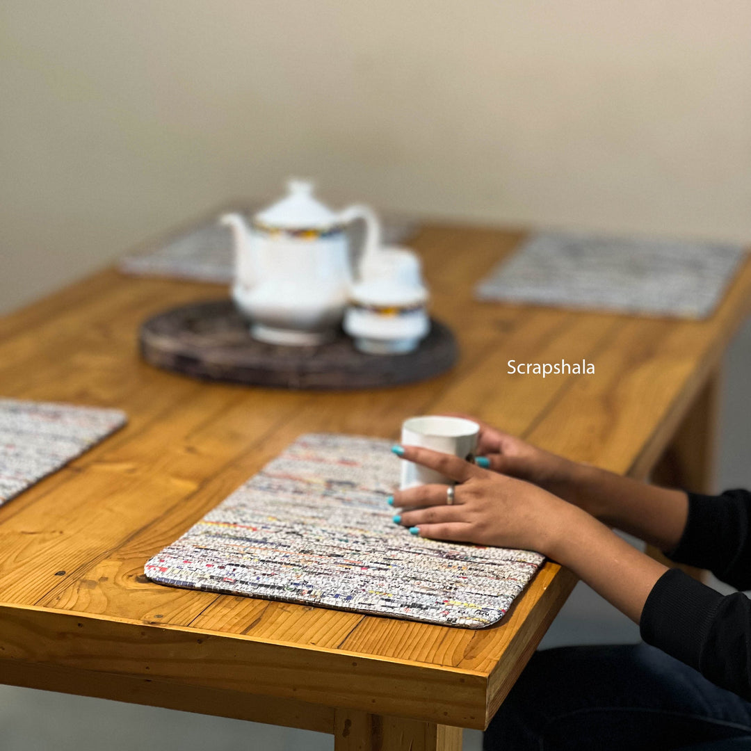 Charcha Table Placement set of 4 | Reversible | Upcycled | Handloom textile - Suspire