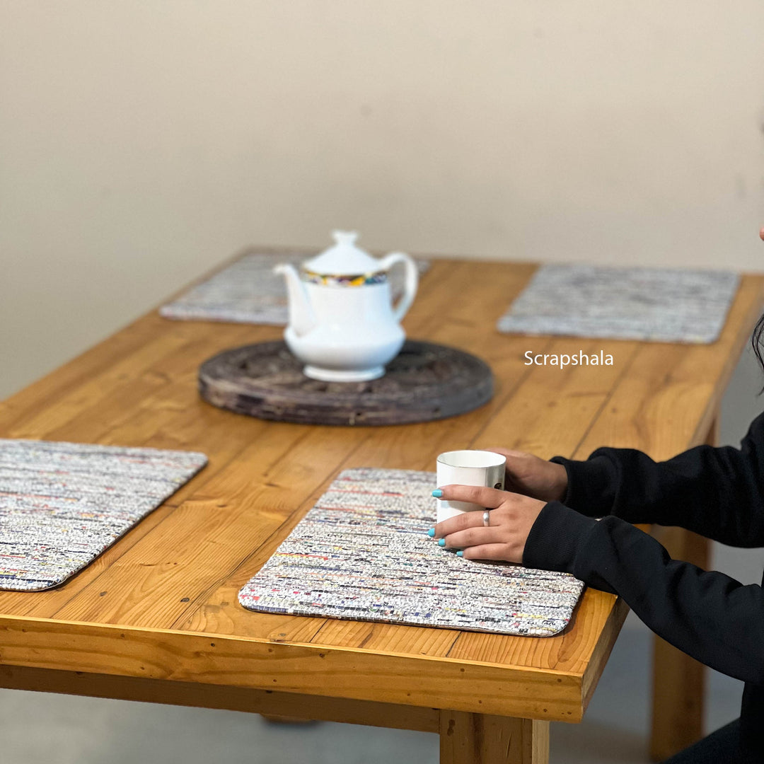 Charcha Table Placement set of 4 | Reversible | Upcycled | Handloom textile - Suspire