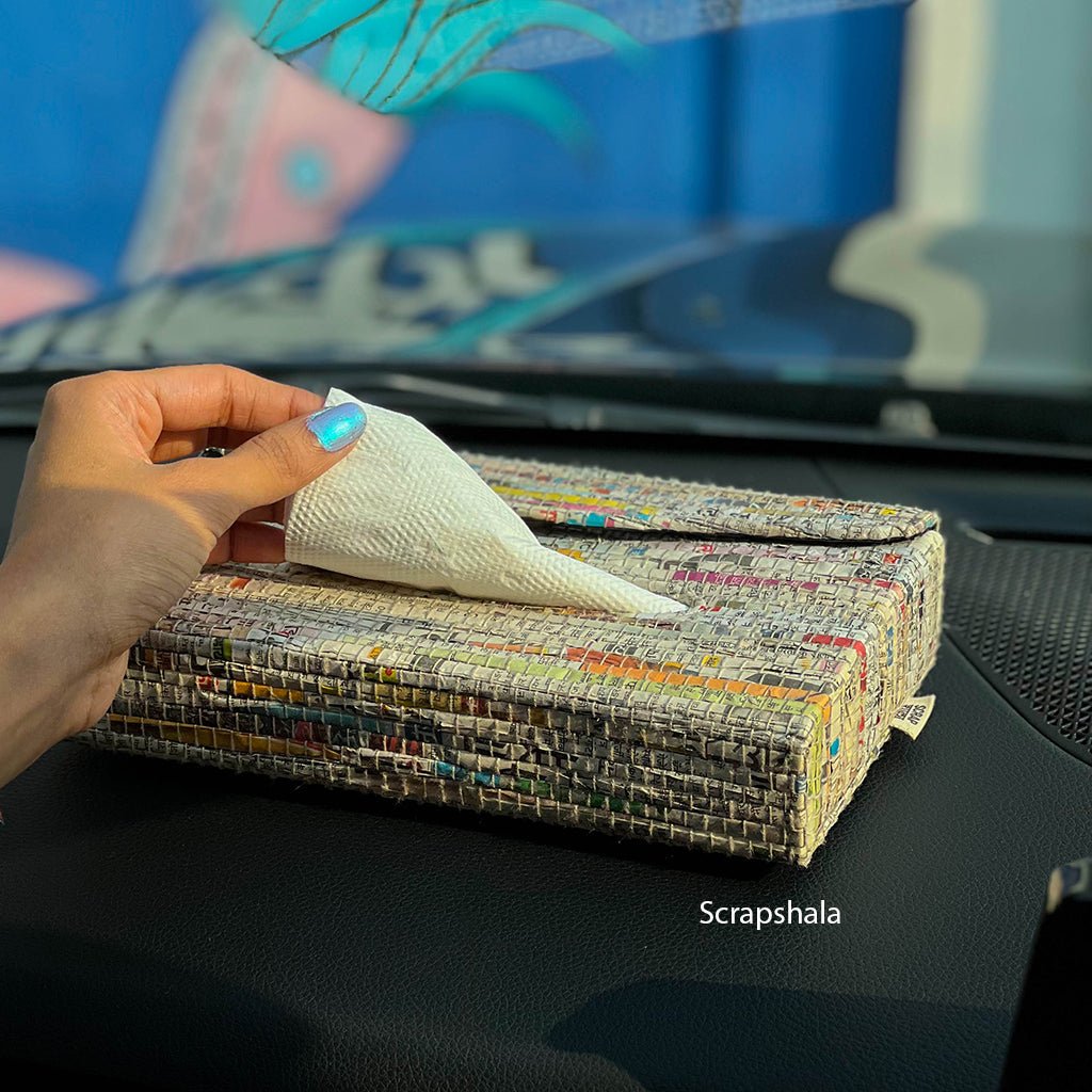 Charcha Tissue Dispenser Box | Portable| Upcycled | Handloom textile - Suspire