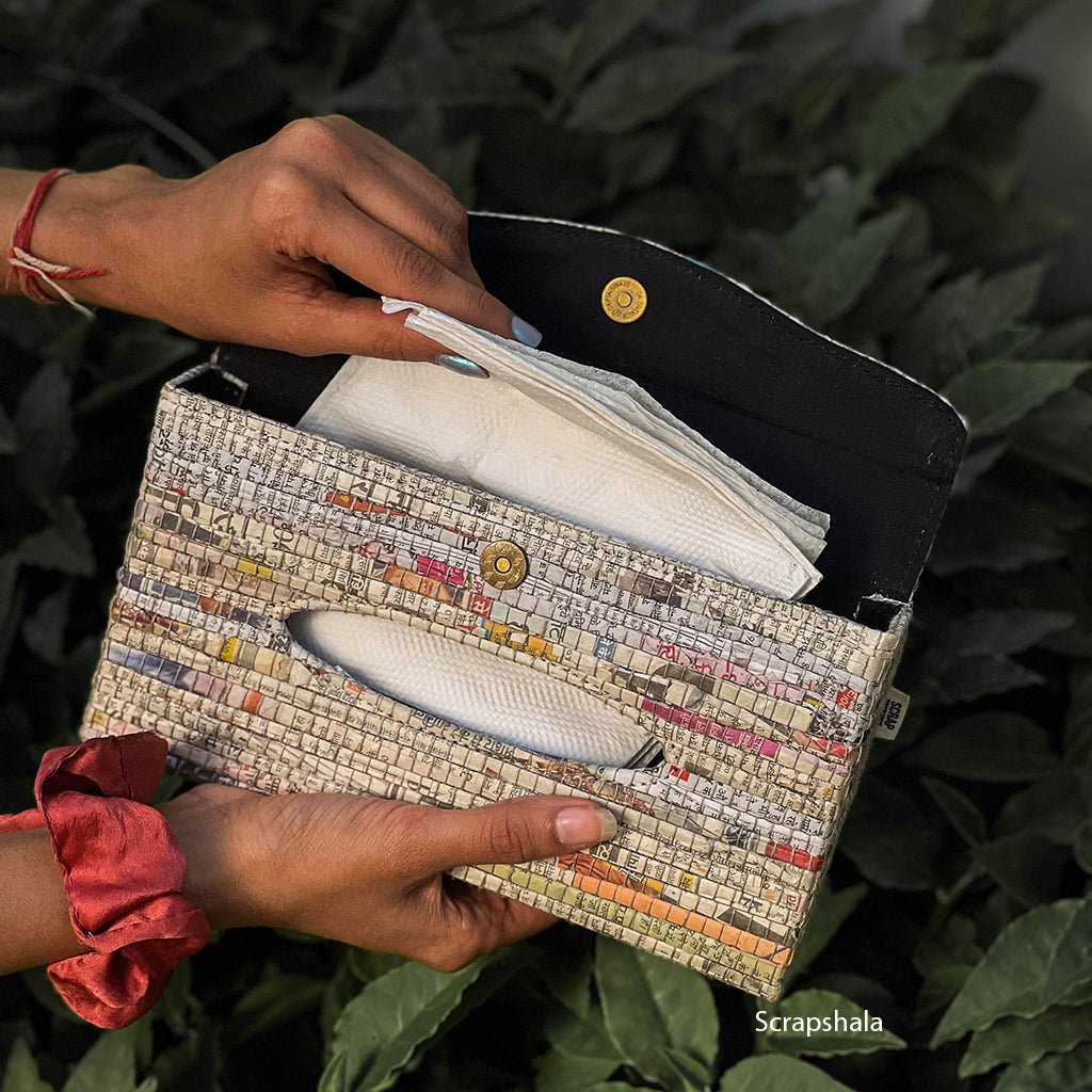 Charcha Tissue Dispenser Box | Portable| Upcycled | Handloom textile - Suspire