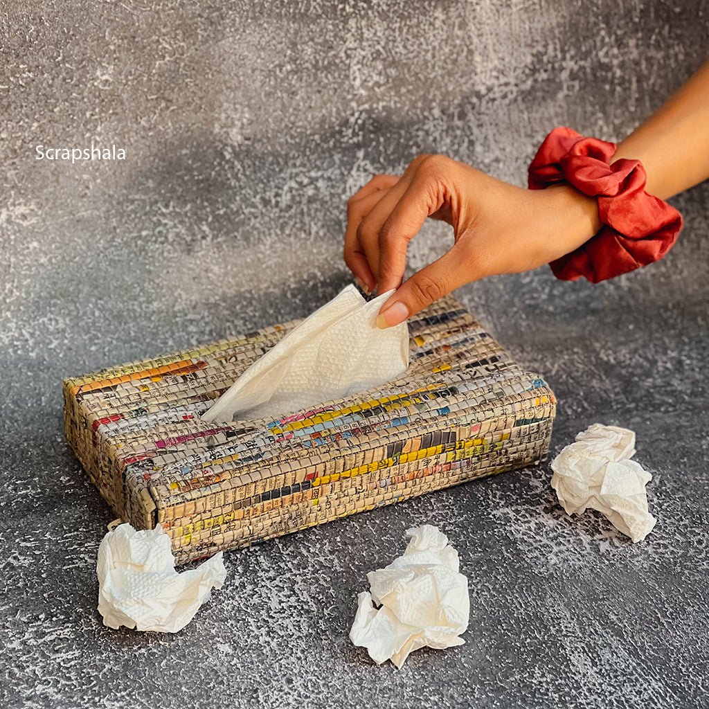 Charcha Tissue Dispenser Box | Portable| Upcycled | Handloom textile - Suspire