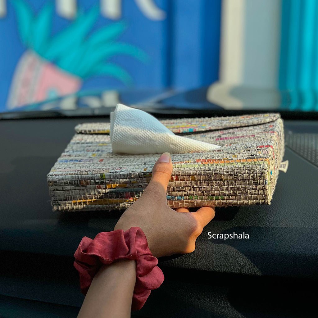 Charcha Tissue Dispenser Box | Portable| Upcycled | Handloom textile - Suspire