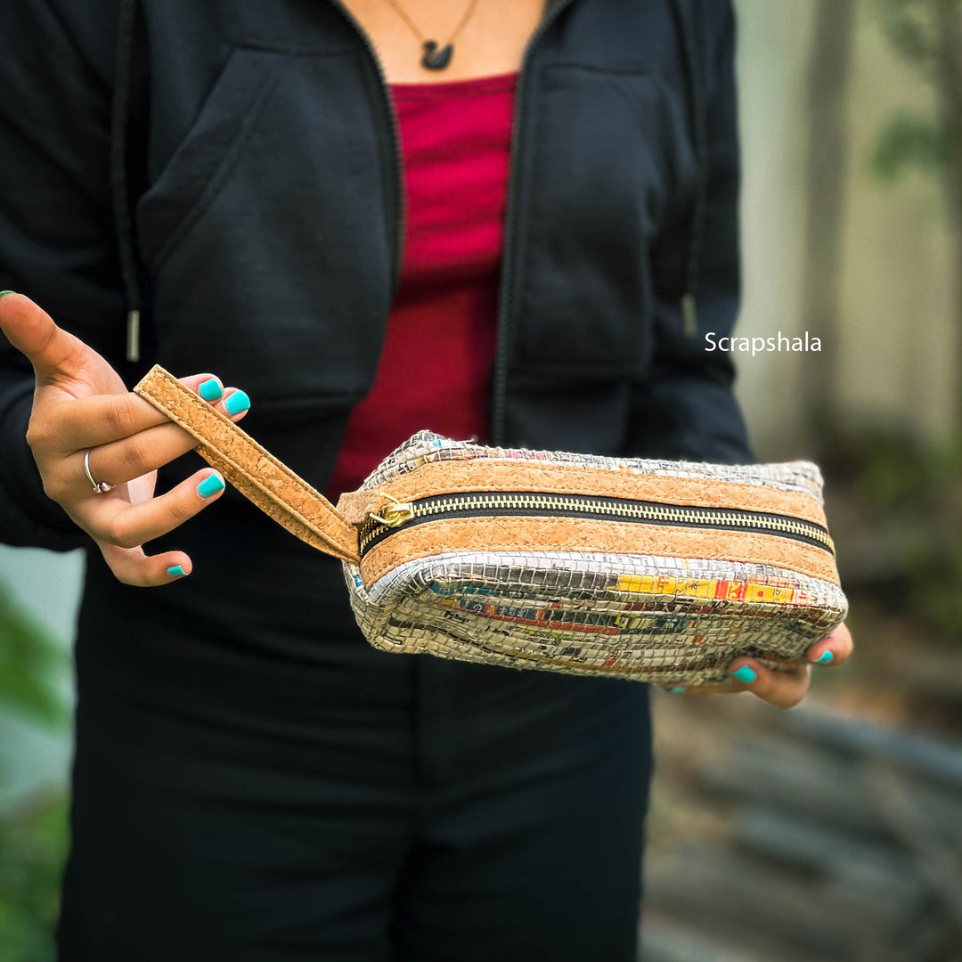 Charcha Vault Zip Pouch | Upcycled | Handloom textile - Suspire