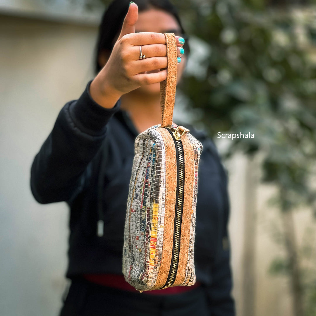 Charcha Vault Zip Pouch | Upcycled | Handloom textile - Suspire