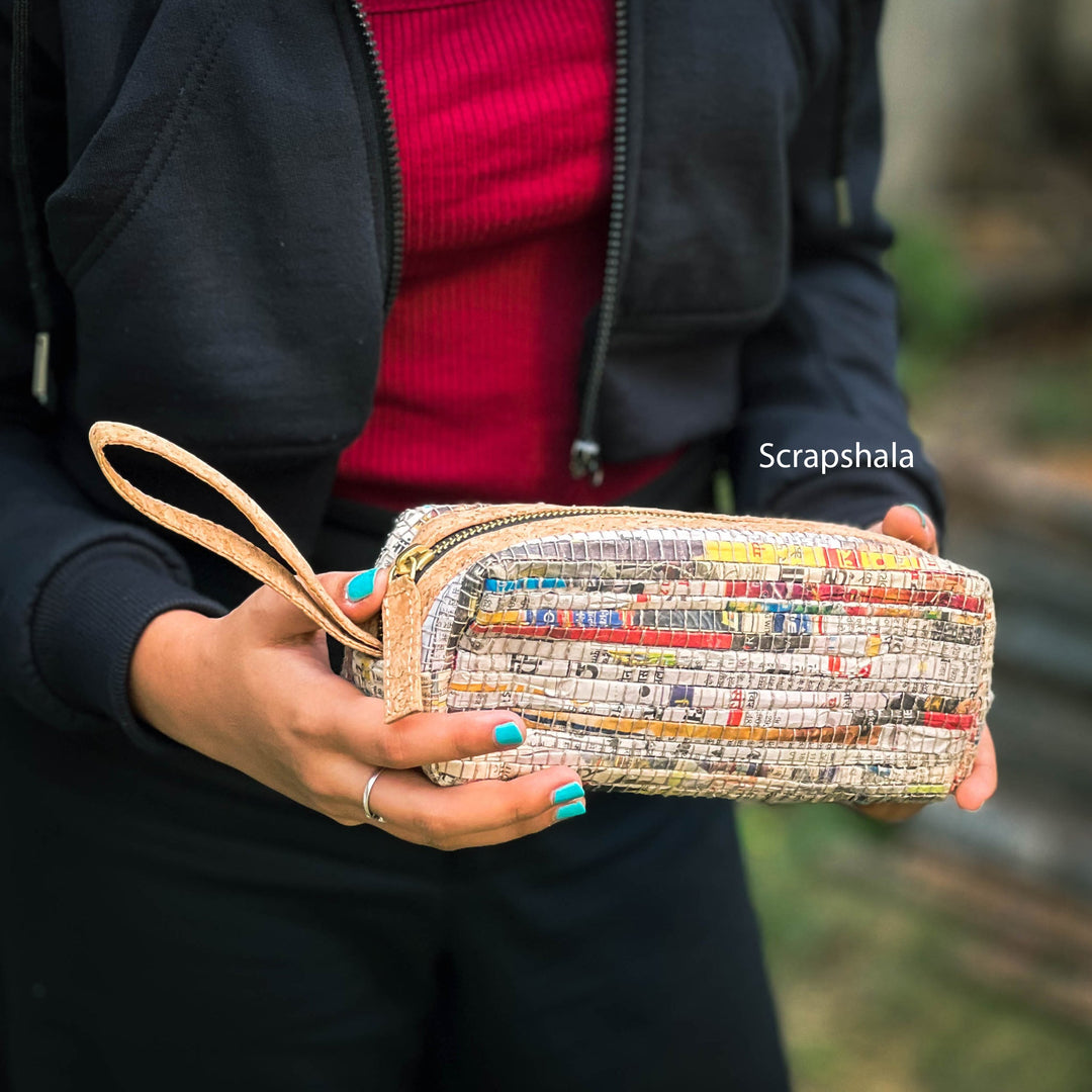 Charcha Vault Zip Pouch | Upcycled | Handloom textile - Suspire