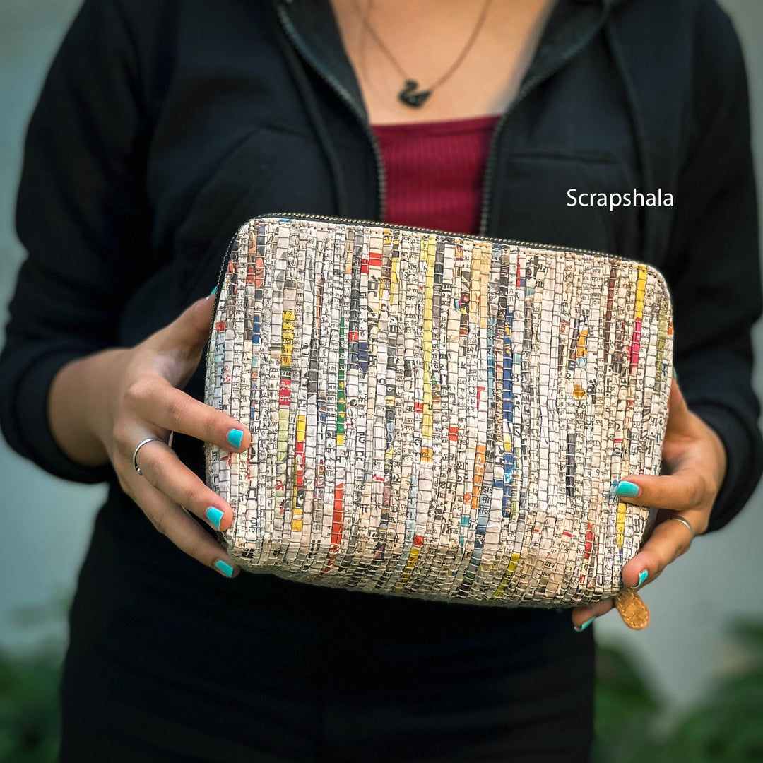 Charcha Zip Pouch set of 3 | Handloom textile | Upcycled | Space Saver - Suspire