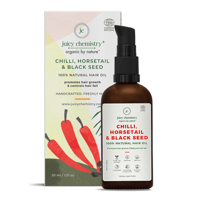 Chilly, Horsetail & Black Seed Organic Hair Serum -Promotes Hair Growth & Controls Hair Fall -30ml - Suspire