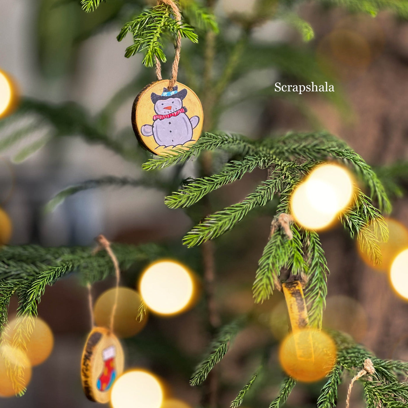 Christmas Ornaments Pack | Multipurpose | Resuable | Handpainted | Natural Wood - Suspire