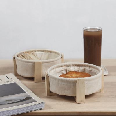 Circle Bread Basket with Wooden Stand - Suspire