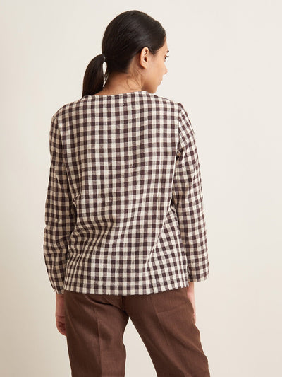 Collarless textured shirt - Suspire