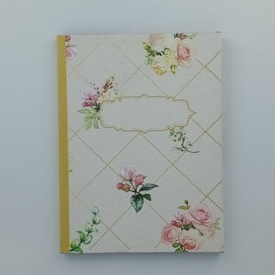 Cotton Canvas Vintage Passport Cover - Cream, Floral Print - Suspire