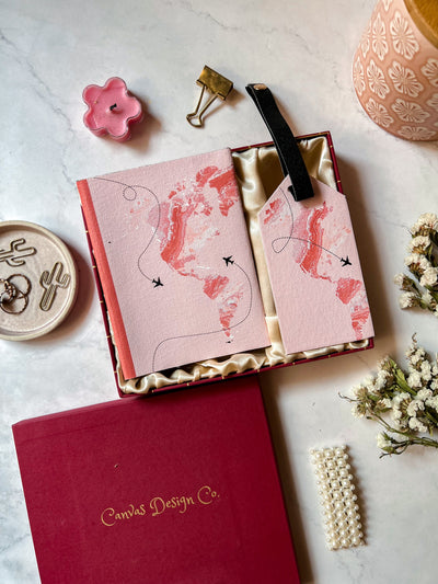 Cotton Canvas World Map Gift Set - Pink - Suspire