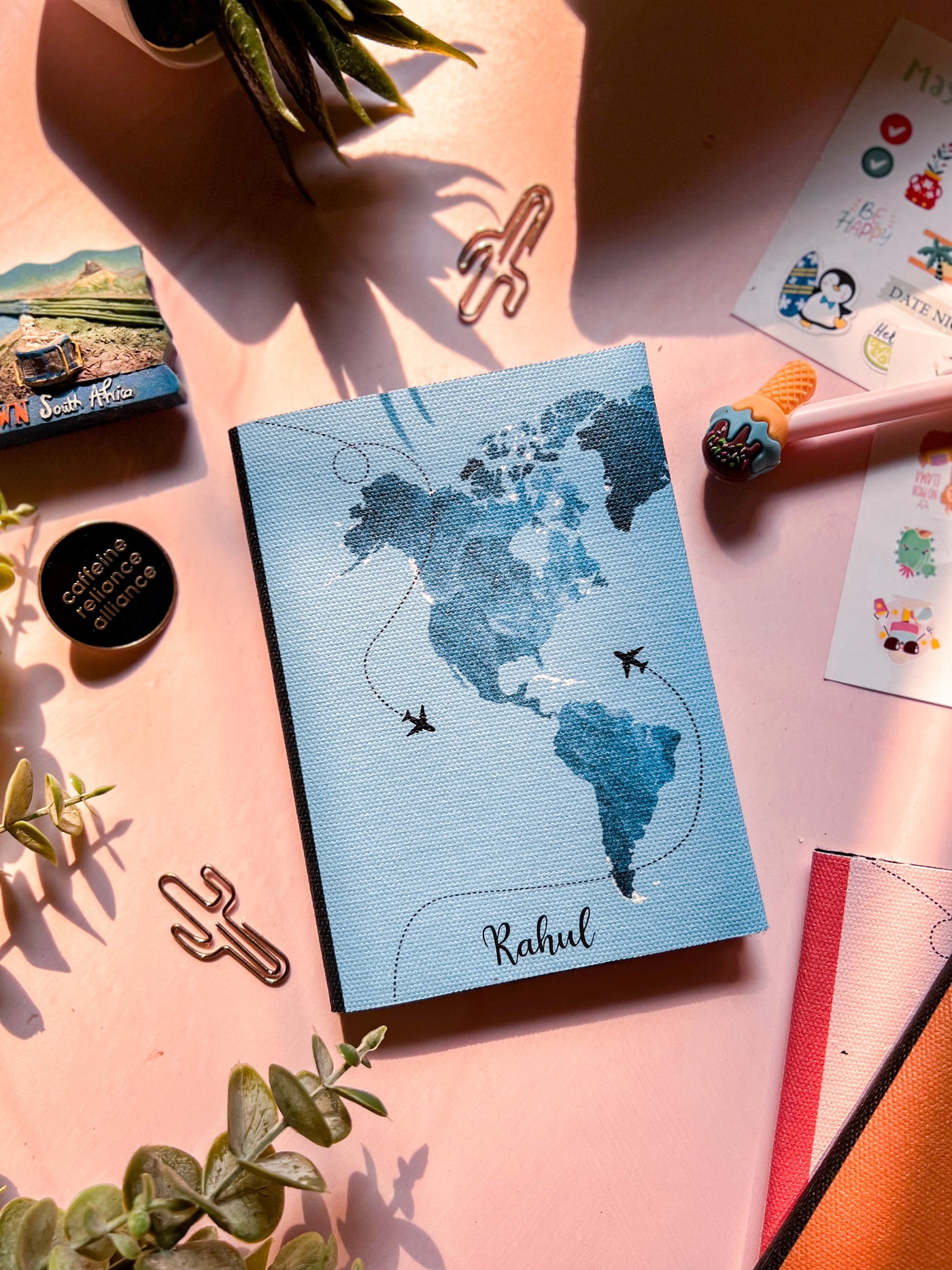 Cotton Canvas World Map Passport Cover - Blue - Suspire