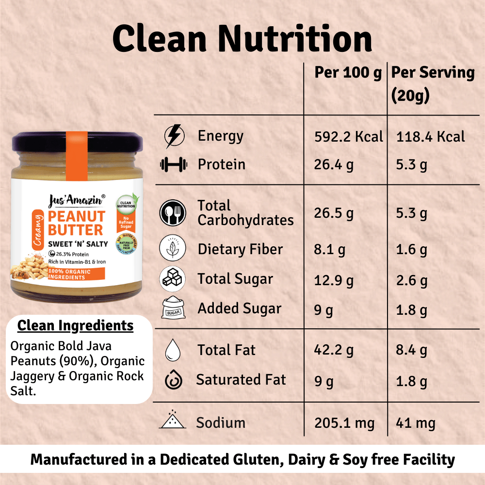 Creamy Organic Peanut Butter - Sweet &