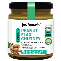 Jus Amazin Crunchy Organic Peanut Flax Chutney – Curry Leaf Flavour