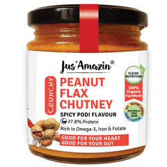 Jus Amazin Crunchy Organic Peanut Flax Chutney – Spicy Podi