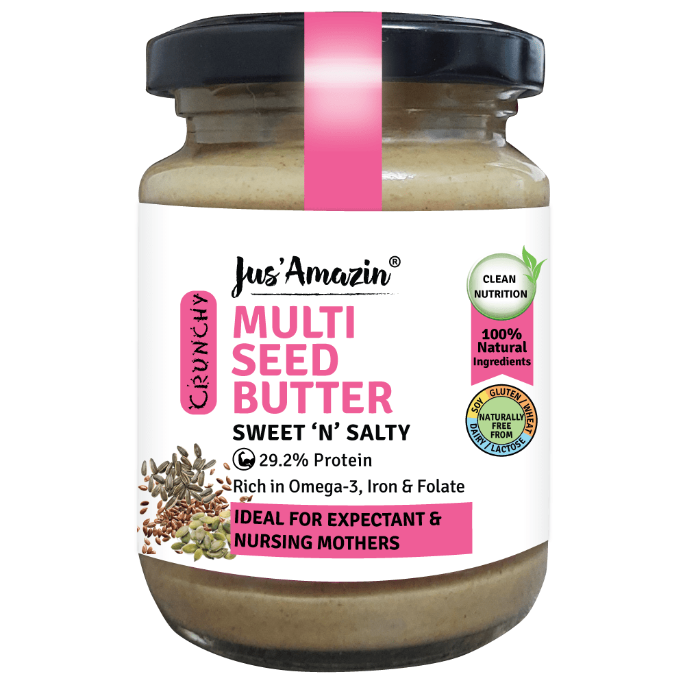 Jus Amazin Crunchy Seed Butter – Mixed Seeds, with Flax and Sunflower Seeds