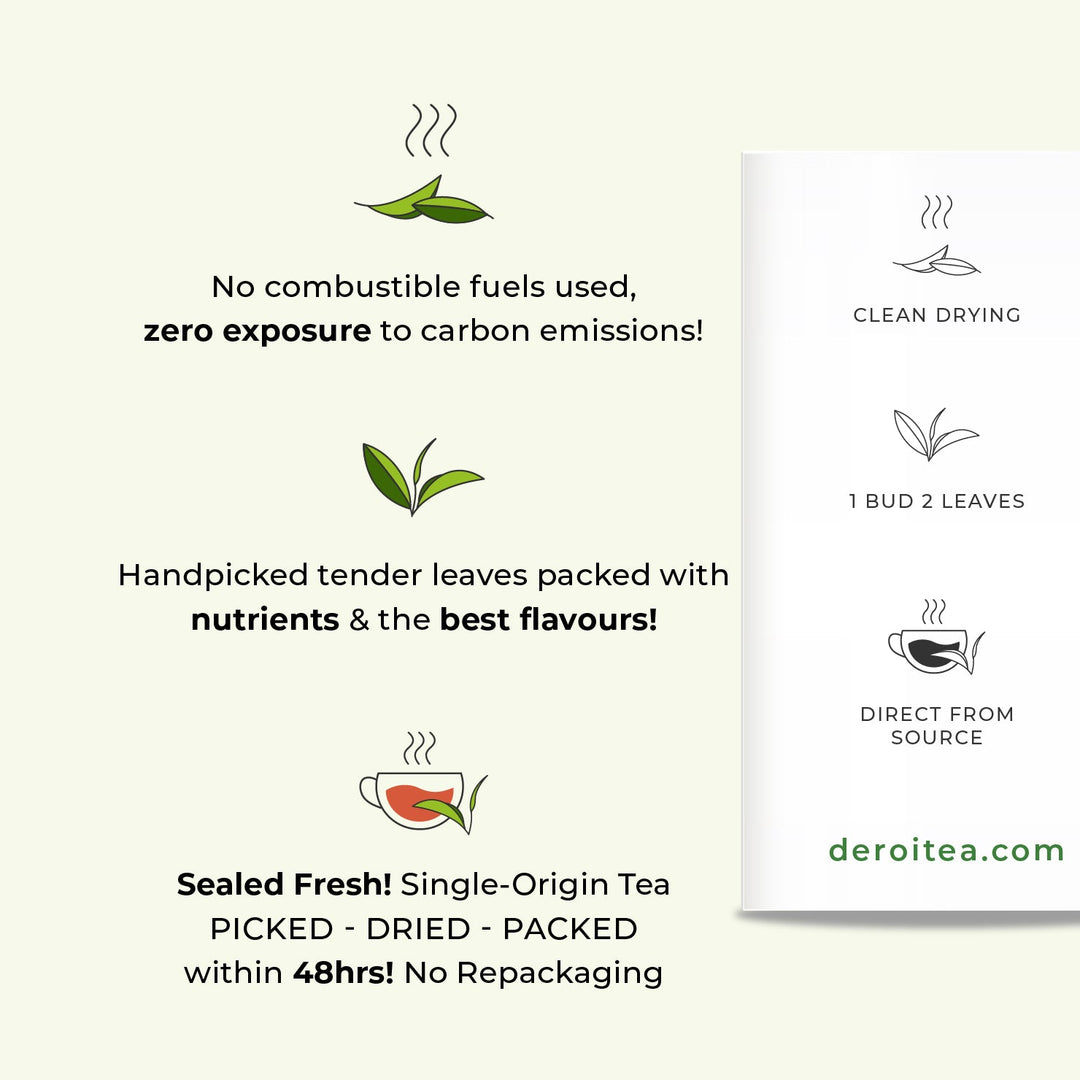 Deroi Assam Lush Green Tea | 100% Natural Whole Leaf Assam Tea | Antioxidant Rich - 100g - Suspire