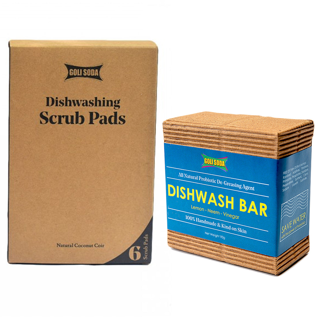 Coconut Coir Scrub And Probiotic Dishwash Bar (90 grams) - Exclusive Combo
