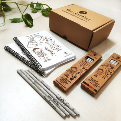 Eco-friendly Plantable Note Books, Paper colour pencils and Seed pencils Kit -Gift box - Suspire