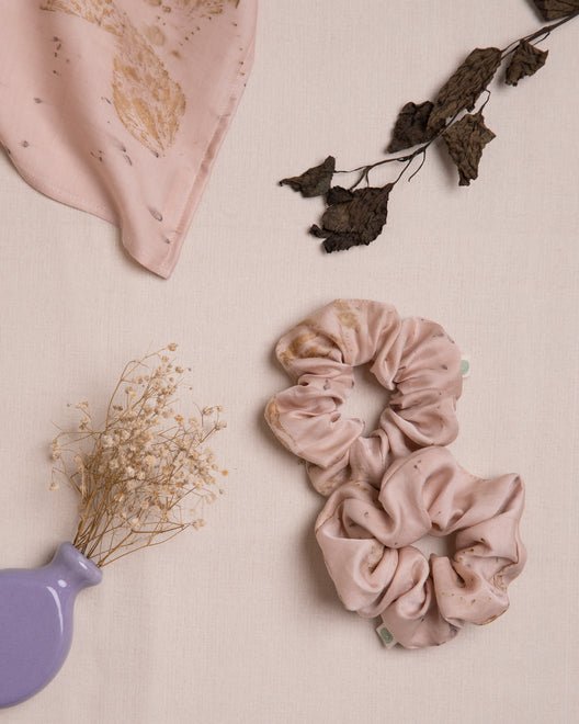 Eco-printed Berries Slate Scrunchie - Suspire