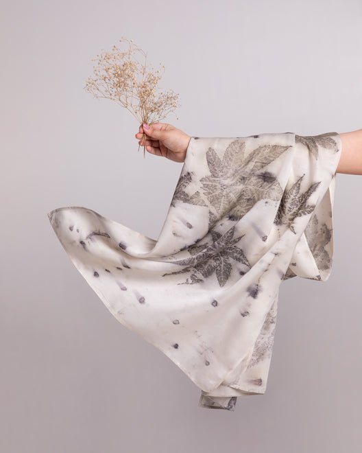 Eco-printed castor shadow scarf