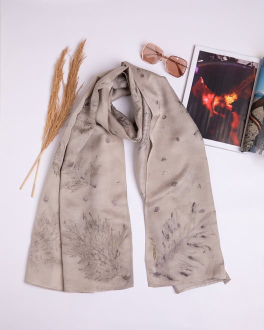 Eco-printed Ivory Leafy Scarf - Suspire