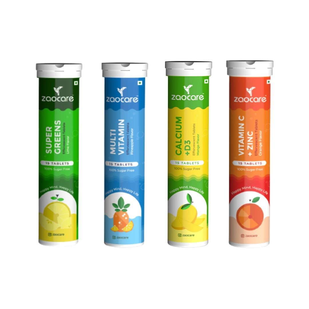 Essential Vitamin Effervescent Tablets Combo for Men & Women | 100% Vegan | Plant-Based - Suspire