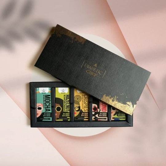 Festive Gifting Box of 10 | Assorted Sugarfree Dark Chocolates | Hazelnut, Cranberry, Almond, Crispies, Mocha | Diabetic Friendly | Vegan - Pack of 10 - Suspire