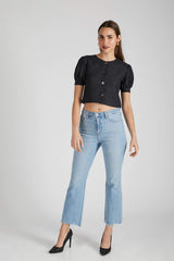 B Label Flame Puff Sleeved Top