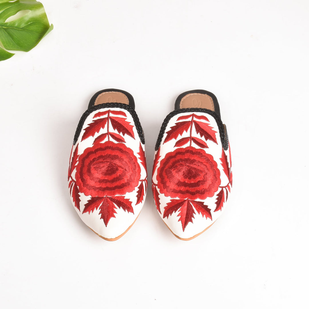Flower Bloom Pointed Mules - Suspire