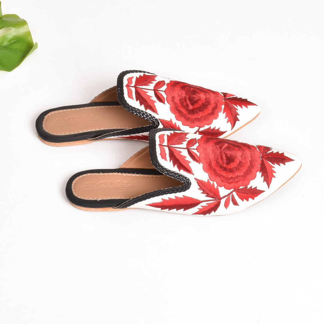 Flower Bloom Pointed Mules - Suspire