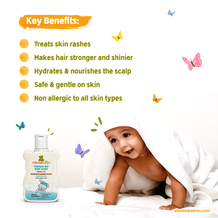 Fragrance Free Shampoo and Body Wash For Babies-60ml - Suspire