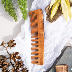Organic B Dual Teeth Neem Wood Comb |Lily Comb| Rosemary Infused
