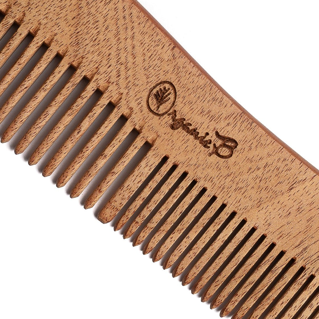 Full Neem Comb Wave Shape for Detangling and shampoo - Suspire