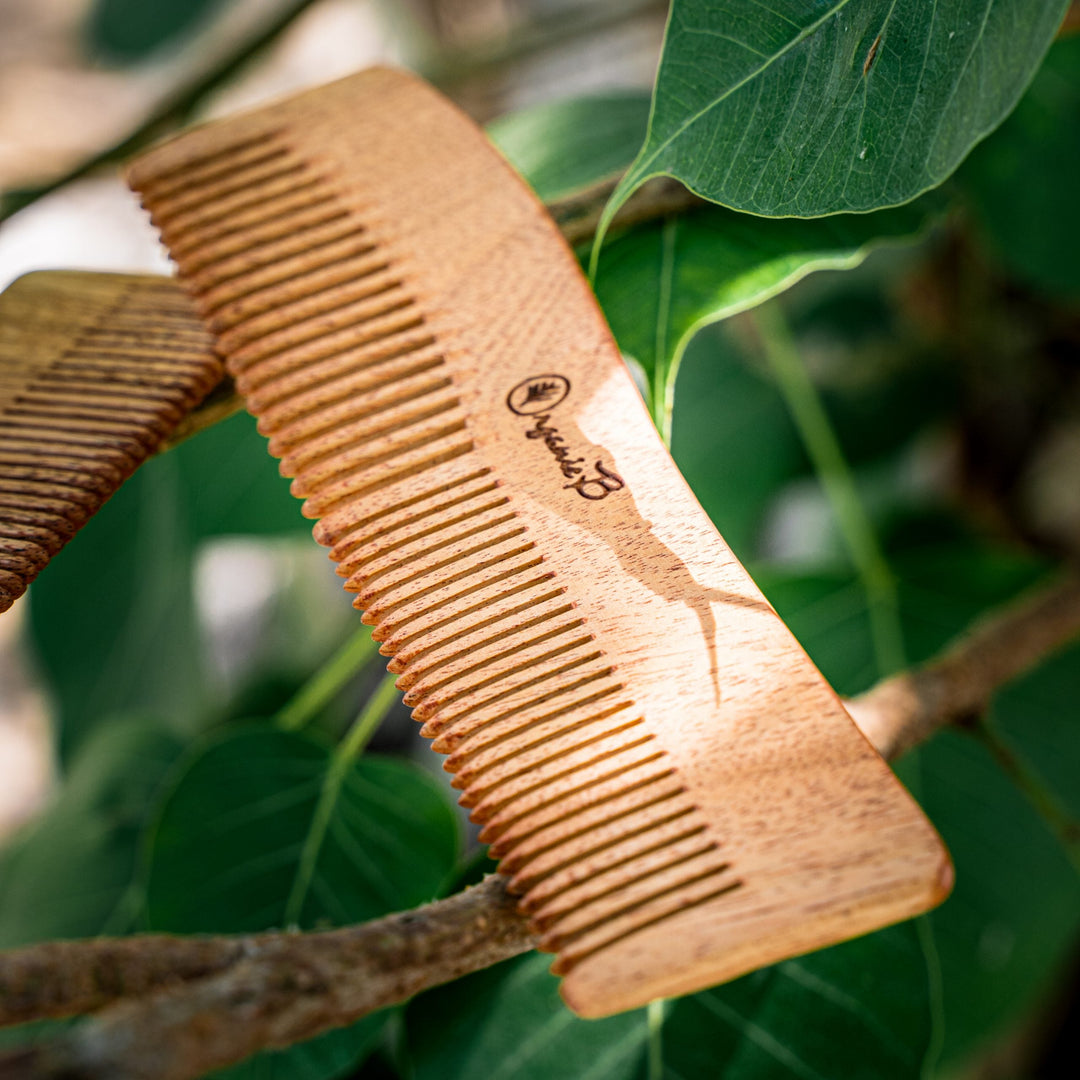 Full Neem Comb Wave Shape for Detangling and shampoo - Suspire