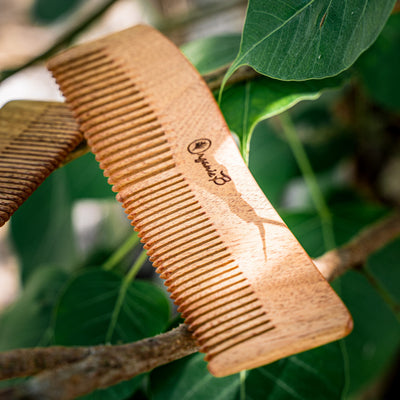 Full Neem Comb Wave Shape for Detangling and shampoo - Suspire