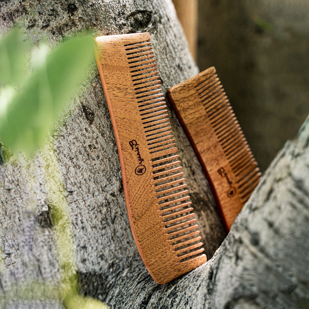 Full Neem Comb Wave Shape for Detangling and shampoo - Suspire