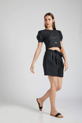 B Label Gleam Tie Up Shorts