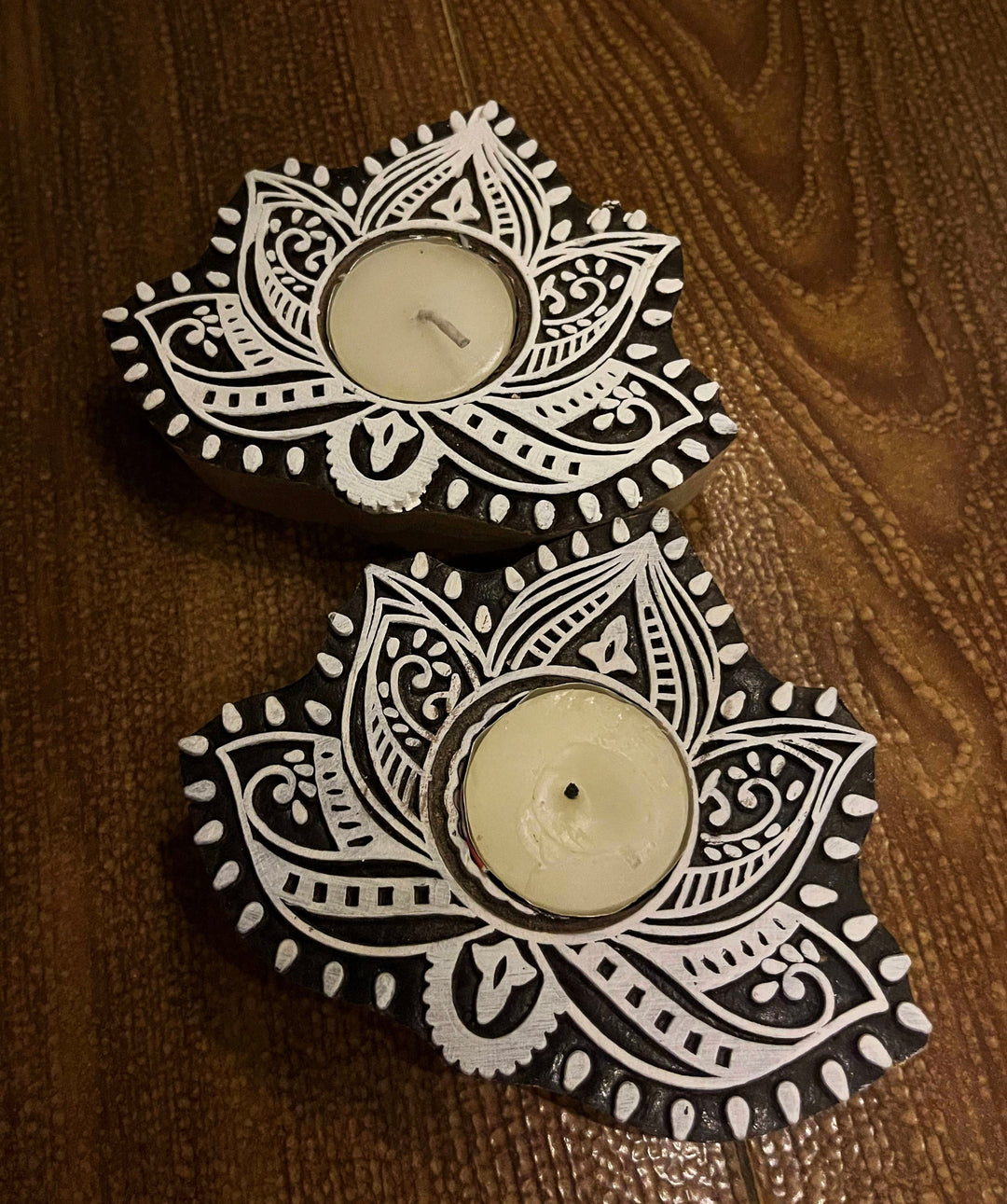 Handcrafted Wooden Diya | Tea light holders |Round Design - Suspire